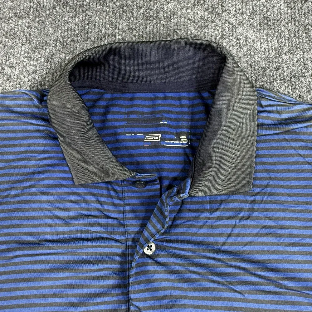 Puma Golf Mens Striped Polo Size L (Tag Illegible, See Measurements) Blue Black